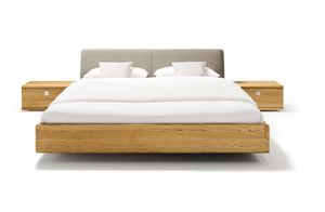 Holzbett nox mit Lederhaupt in Eiche von TEAM 7
