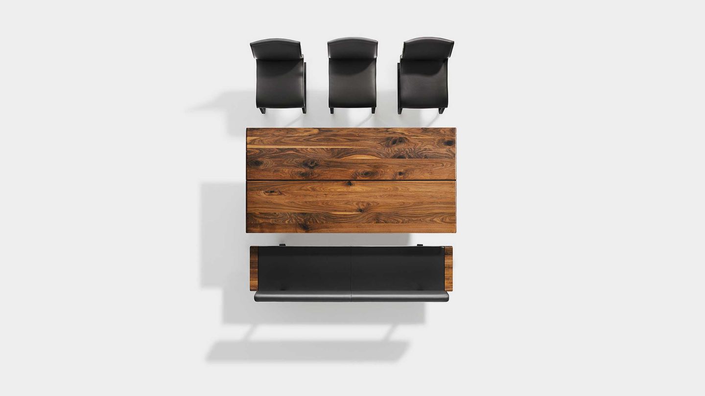 Стол „nox“ со скамьёй из орехового дерева Стол „nox“ со скамьёй из орехового дерева