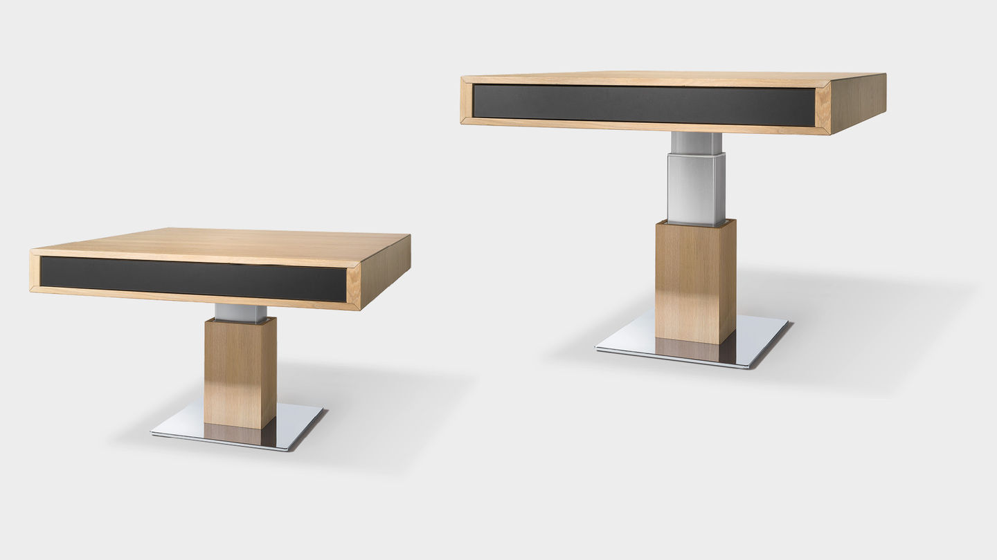 Table de salon lift ajustable en hauteur en bois naturel Table de salon lift ajustable en hauteur en bois naturel