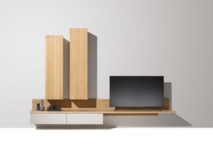 cubus wall unit in oak white oil with wall mounting