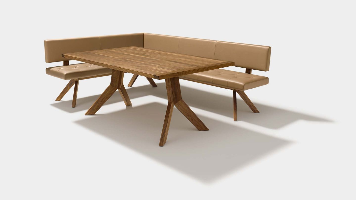 yps dining table with bench in walnut yps dining table with bench in walnut