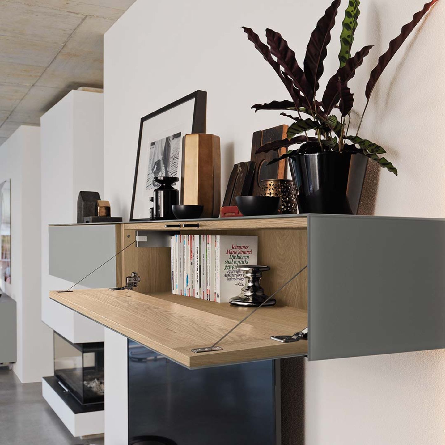 Cloison d'habitation cubus pure avec élément suspendu à clapet Cloison d'habitation cubus pure avec élément suspendu à clapet