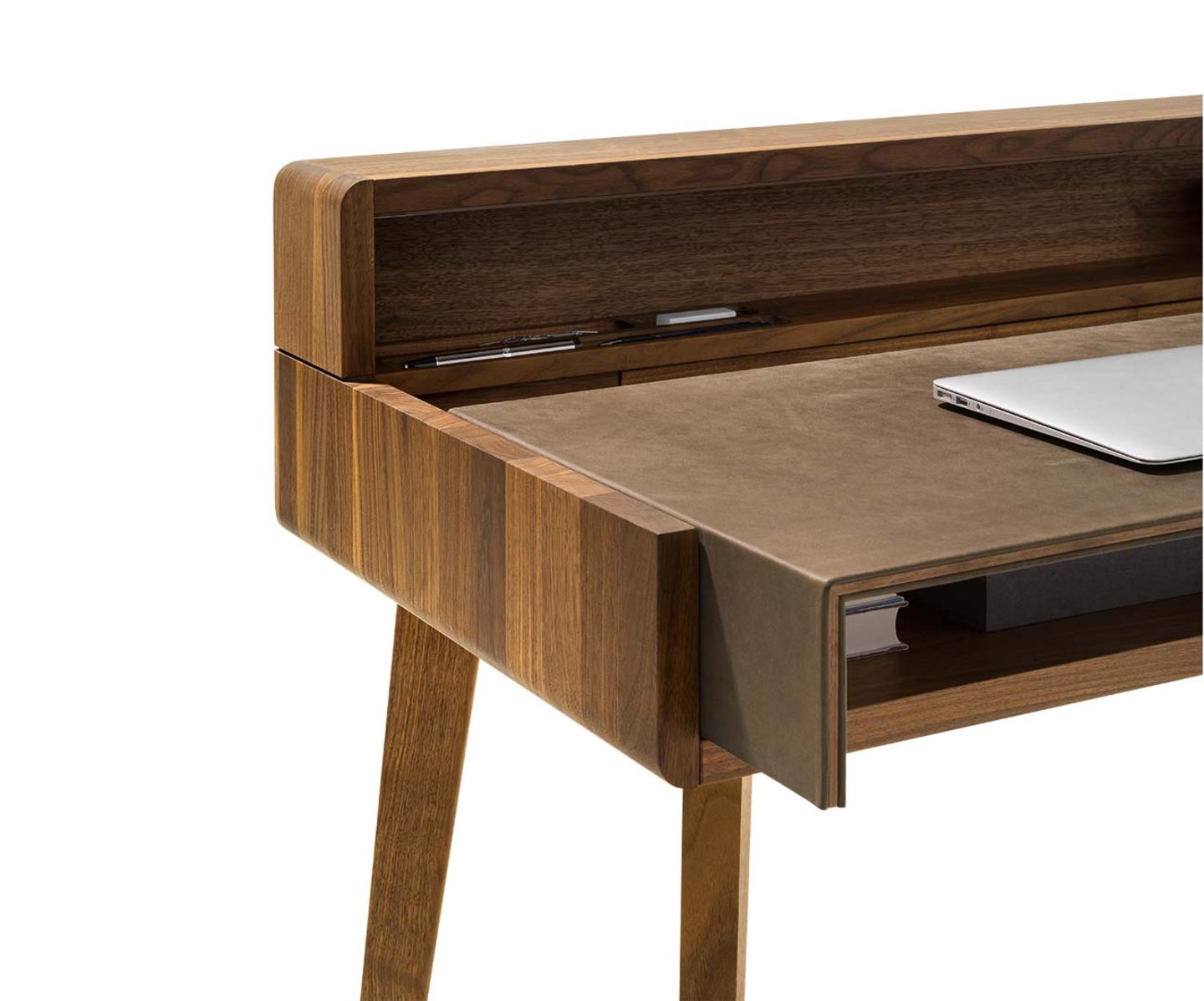 sol desk made of solid wood in walnut Detail image sol desk made of solid wood in walnut Detail image