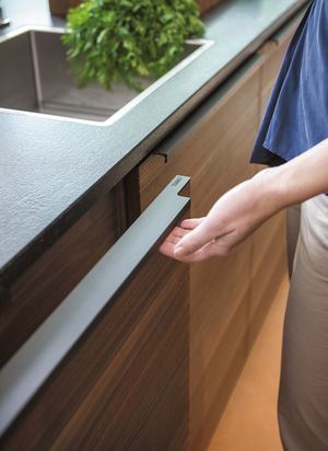 Solid wood kitchen black line with TEAM 7 handle profile Solid wood kitchen black line with TEAM 7 handle profile