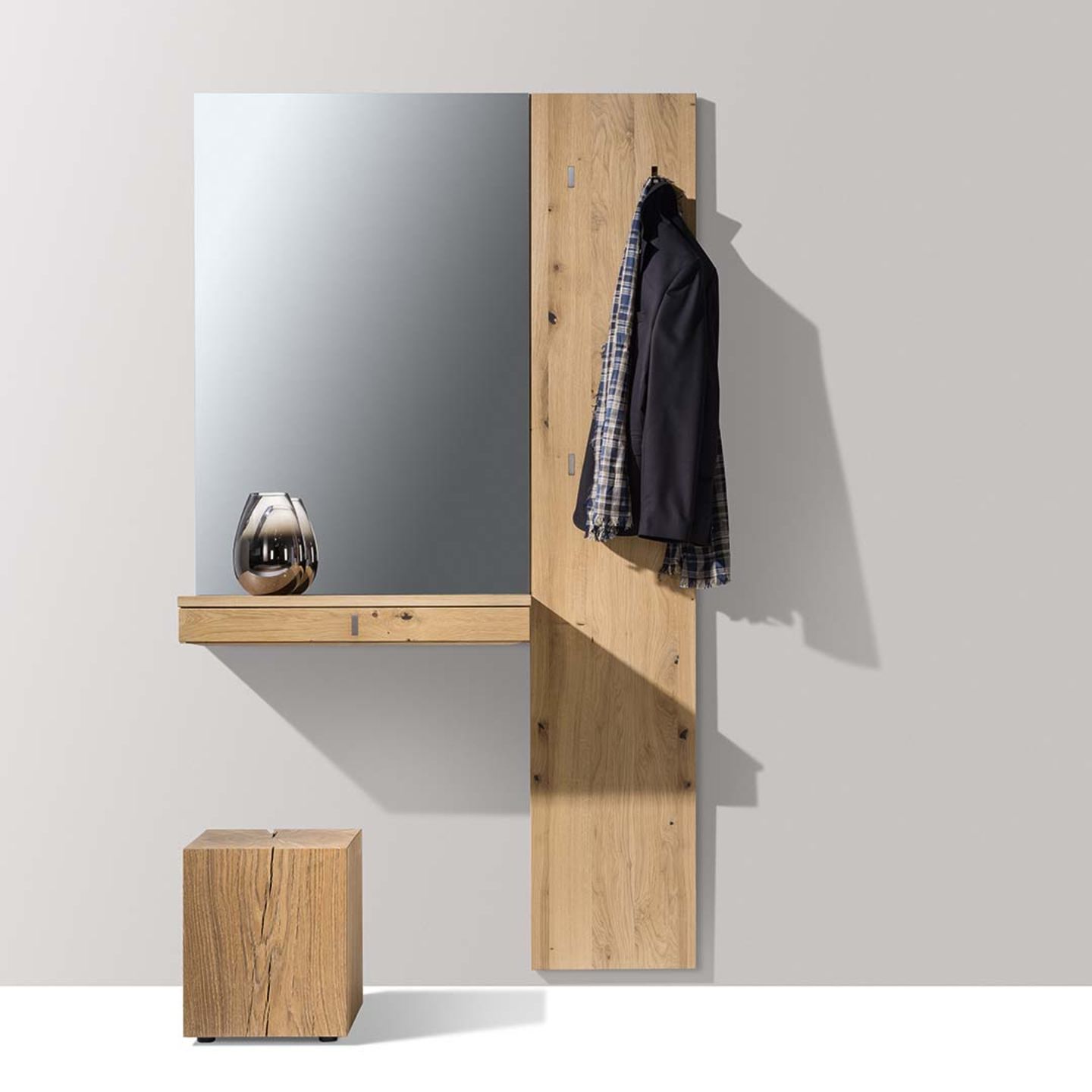 Naturholz Garderobe cubus in Eiche Weißöl Naturholz Garderobe cubus in Eiche Weißöl