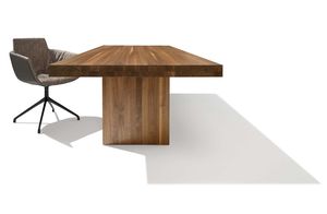 Tisch tema mit massiver Holzwange in Nussbaum Tisch tema mit massiver Holzwange in Nussbaum