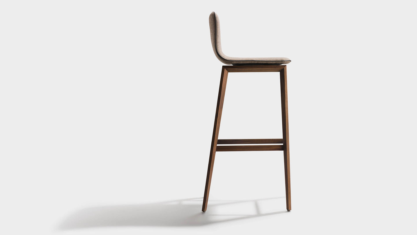 ark bar stool with backrest and wooden legs in walnut ark bar stool with backrest and wooden legs in walnut