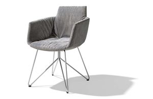 Stuhl grand lui mit Drahtgestell Edelstahl finish Stoff maple