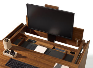 detailed view: filigno writing desk with monitor lift in walnut by TEAM 7 detailed view: filigno writing desk with monitor lift in walnut by TEAM 7