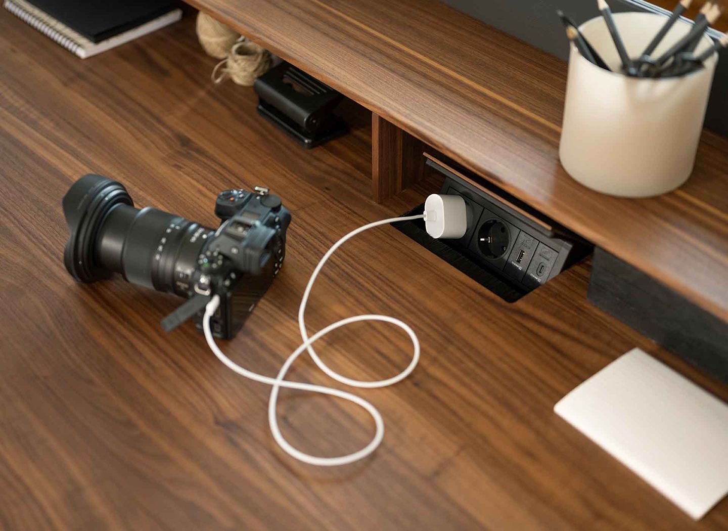 pisa desk with media flap and USB connection pisa desk with media flap and USB connection