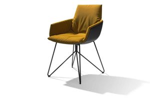 lui legére Stuhl mit schwarzem Drahtgestell in Stoff und Leder