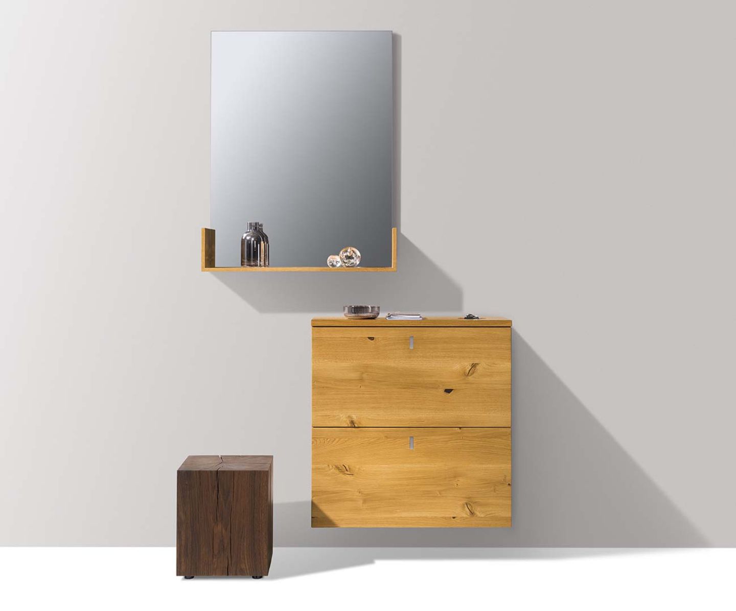 Designer side table oak blocks Designer side table oak blocks