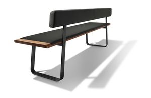 Sitzbank nox mit Metallkufen in Nussbaum mit Rückenlehne